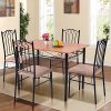Tangkula 5 Piece Dining Table Set Vintage Wood Top