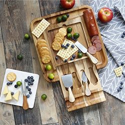 Jalz-Jalz Cheese Board Set With Cutlery, Marble panel Wood