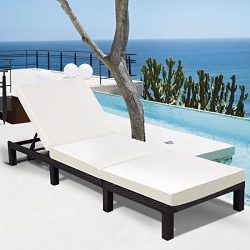 Tangkula Patio Reclining Chaise Lounge Outdoor Beach