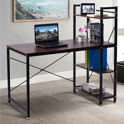 Modern Style Writing Study Table with 4 Tier Bookshelves