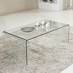 Tangkula Glass Coffee Table Modern