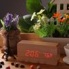Bamboo Wood with Red LED Creative Rectangle