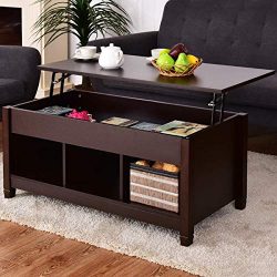 Modern Lift Top Storage Coffee Table w/Hidden Compartment