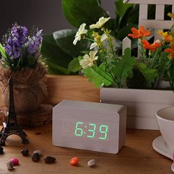 Creative Wooden LED Green Digital Alarm Clock
