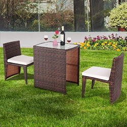 Cushioned Chairs Durable Rattan Wicker Patio Chat Set
