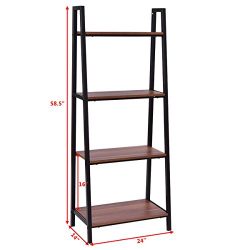 Tangkula 4-Tier Ladder Shelf Ladder Bookcase