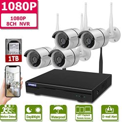 Wireless 8-Channel 1080P Security Camera System With 4pcs 1080P