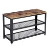 Vintage Shoe Bench, 3-Tier Shoe Rack