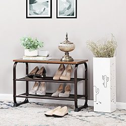 SONGMICS Vintage Shoe Bench Rack