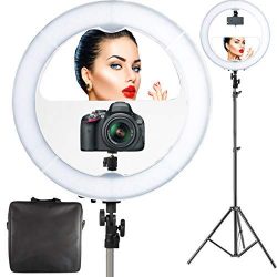 18" LED Video Ring Light with Mirror, 6ft Stand Tripod