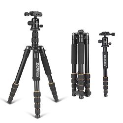 Aluminum Tripod, Professional Stable Portable Lightweight Travel Compact Tripod Monopod with Ball Head Heavy Duty