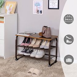SONGMICS Vintage Shoe Bench Rack