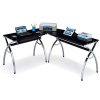 Techni Mobili Hip Black Glass Corner Computer Desk