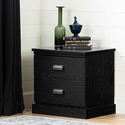 South Shore Gloria 2-Drawer Nightstand, Black Oak