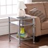 Southern Enterprises Glass End Table, Silver Frame Finish