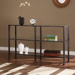 Southern Enterprises Metal-Glass 3-Tier Console Table in Black