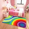 USTIDE Colorful Rainbow Children Rug Soft Crystal