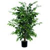 Vickerman 4' Artificial Ficus Bush set in Black Pot