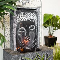 OBreeze Illuminated Face of Buddha Waterfall Fountain
