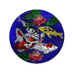 Continental Art 18'' Hand Painted Koi Fish Glass Bowl