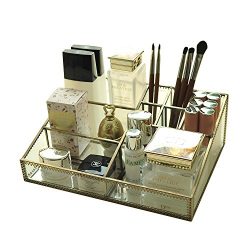 Hersoo Glass Makeup Organizer Cosmetic Storage