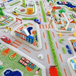 IVI Exclusive Thick 3D Kids Play Rug in a Colourful Town