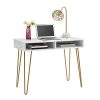 Novogratz Athena Computer Desk with Storage, White Marble