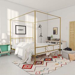 Novogratz Marion Canopy Bed Frame, Gold, Queen