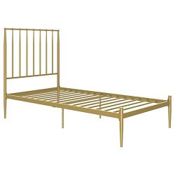 Novogratz Nicole Metal Bed with Storage, Gold, Twin