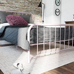 Metal Bed Frame with Under Bed Storage, Pink