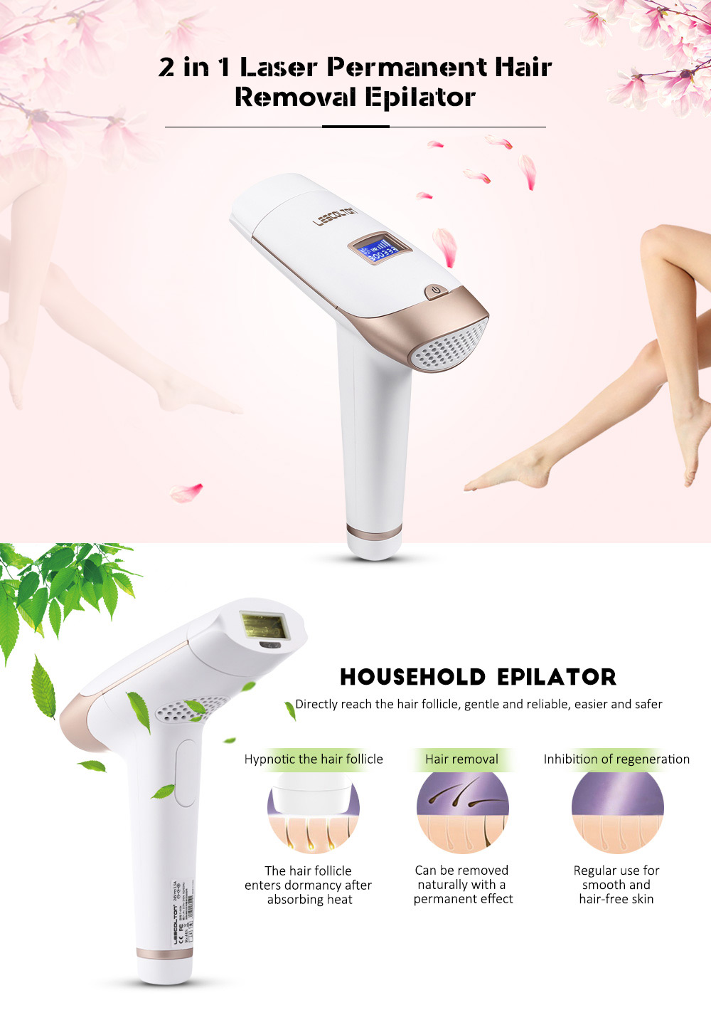 Lescolton 2in1 IPL Laser Hair Removal Machine Permanent Laser Epilator Hair Removal Laser Bikini Trimmer Electric Depilador 8