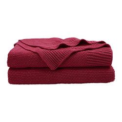 PICCOCASA 100% Cotton Solid Knit Throw Blanket,Lightweight Decorative