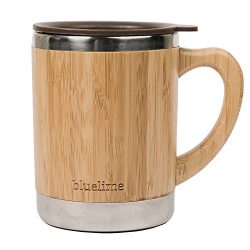 Bluelime Bamboo Coffee Mug - Stainless Steel Wooden Coffee Tea Mug