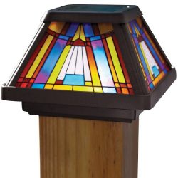 Moonrays Post Cap Lamp In Stained Glass Design