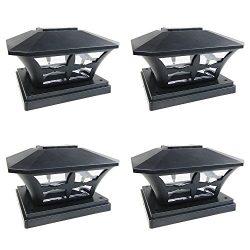 iGlow 4 Pack Black Outdoor Garden 6 x 6 Solar SMD LED