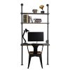 Industrial Style Laptop Desk Solid Wood Computer Desk Storage Table
