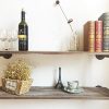 Industrial Rustic Wood Wall Mounted Iron Pipe Shelf Hung Bracket Kitchen