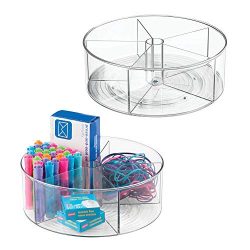 mDesign Deep Plastic Lazy Susan Turntable Storage Container