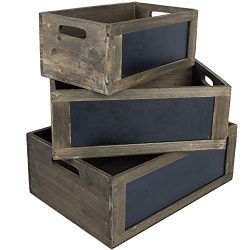 MyGift Rustic Brown Wood Nesting Storage Crates