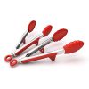 Kitchen Tongs with Built-in Stand, Set of 2, Red, 10.5 Inch,