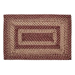 VHC Brands 9501 Classic Country Primitive Flooring-Burgundy Tan Jute Red Rug