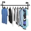 MyGift Black Metal Wall Mounted Faucet Design Closet Rod