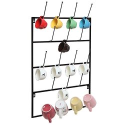 5 Tier Black Metal Wall Mounted Kitchen Mug Hook Display/Cup Storage
