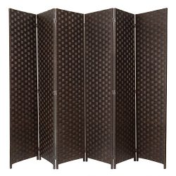 MyGift Large Woven Paper Rattan 6-Panel Room Divider