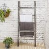 MyGift 4-Foot Decorative Rustic Barnwood 5-Rung Blanket Ladder Organizer