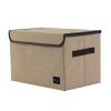 PICCOCASA Storage Cube Bin, Linen Fabric Storage Basket with Lid