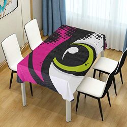 lightly Rectangle Tablecloth,Pop Art Eye Washable Polyester Table Cover