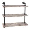 MyGift 3-Shelf Industrial Style Pipe & Rustic Wood Wall