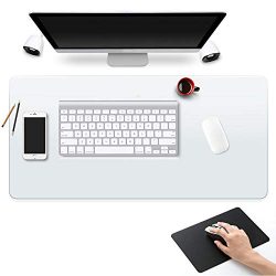Clear Desk Pad Blotter Mats Office Table Protector on Top of Desks for Laptop Computer Desktop Keyboard Pads Plastic Transparent Wipeable Waterproof Mat Vinyl PVC Large 24 x 36" with Mouse Pad