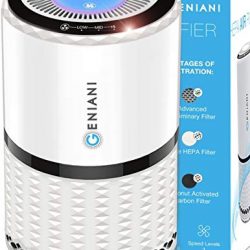 GENIANI Home Air Purifier with True HEPA Filter for Allergies and Pets/Smoke/Mold/Germs and Dust - Odor Eliminator and Air Cleaner for Large Room with Optional Night Light - 2 Year Warranty